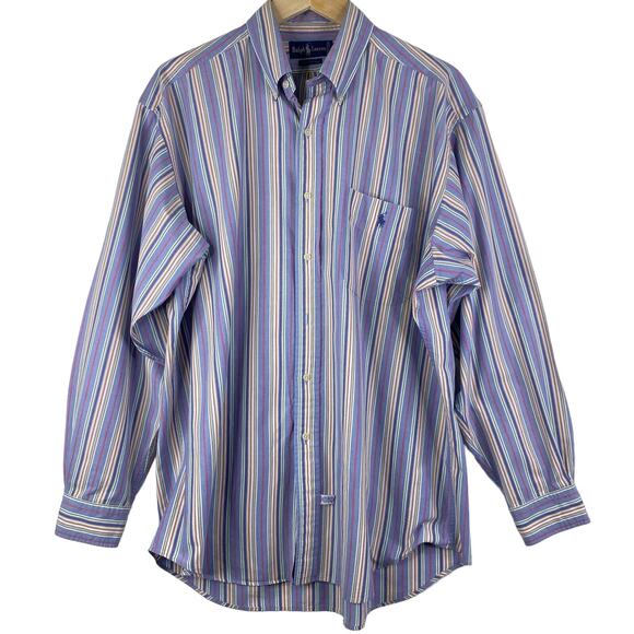 Ralph Lauren Button Down Shirt Mens L Striped Multicolor Long Sleeve Corp Office - Picture 2 of 7
